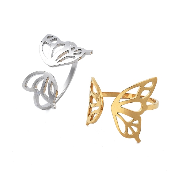 304 полые манжеты в форме крыла бабочки из нержавеющей стали для женщин