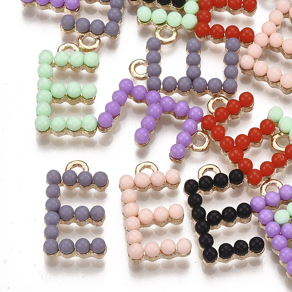 Acrylic Pendants, with Alloy Findings, Letter, Light Gold
