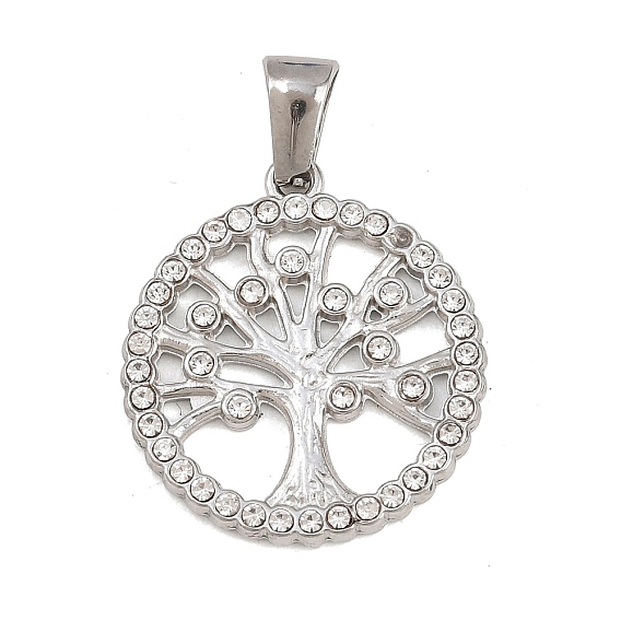 303 подвески из нержавеющей стали, плоский круглый с подвесками в виде деревьев, со стразами