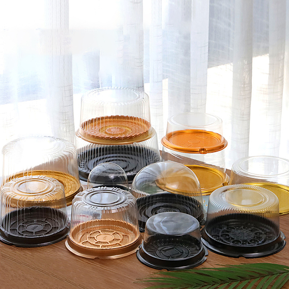 Plastic Cake Containers, Disposable Dessert Boxes, with Lids, Round