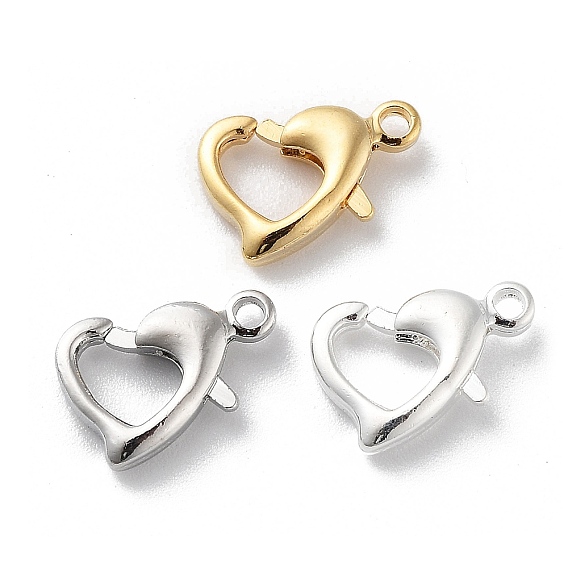Brass Lobster Claw Clasps, Heart