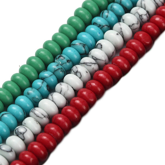 Синтетических нитей бирюзовые бусы, рондель, окрашенные