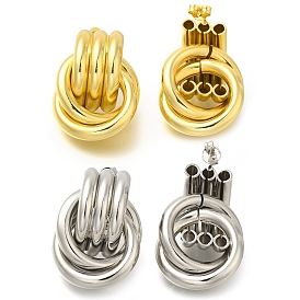 Rack Plating Hollow Wrap Twist Brass Stud Earrings, Lead Free & Cadmium Free, Long-Lasting Plated