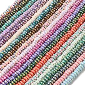 Handmade Polymer Clay Beads Strands, with Glitter Powder, Rondelle