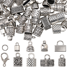 Набор для изготовления ювелирных изделий своими руками, включая концы шнура из сплава и застежки-лобстеры, латунные кольца прыжок открыт