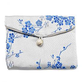 Chinese Style Floral Cloth Jewelry Storage Pouches, with Plastic Button, Rectangle Jewelry Gift Case for Bracelets, Earrings, Rings, Random Pattern