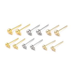 Rack Plating Brass Stud Earring Settings, Long-Lasting Plated, Lead Free & Cadmium Free, Round