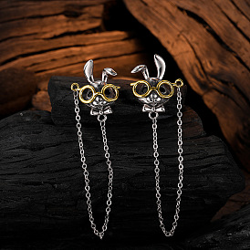 Винтажные серебряные серьги-зайчики на цепочке – уникальное и стильное женское украшение для ушей