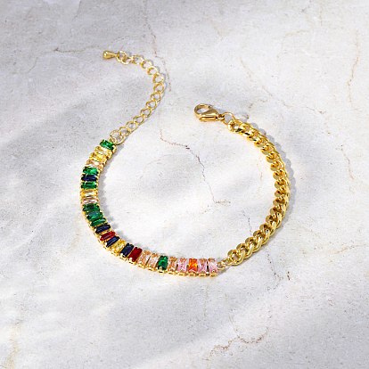 Латунная теннисная цепочка с фианитами, браслеты из цепочек панцирного плетения для женщин