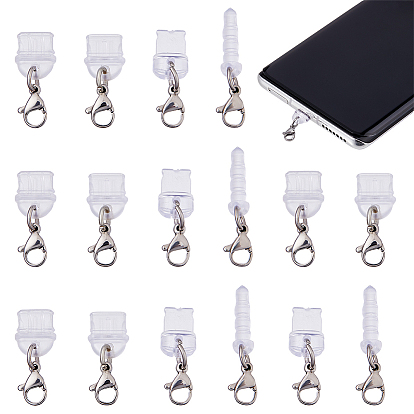 16шт 4 стиль пластиковые мобильные пылезащитные заглушки, с 304 из нержавеющей стали Lobster Claw застежками