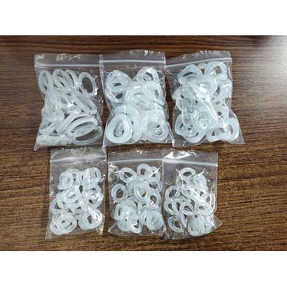 PandaHall Elite 100Pcs 5 Style Transparent Acrylic Linking Rings, AB Color Plated, Imitation Gemstone Style, Quick Link Connectors, For Jewelry Curb Chains Making, Mixed Shapes