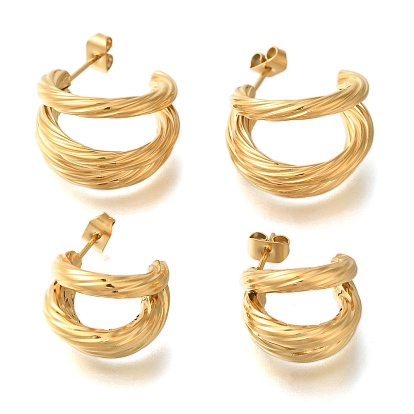 Ионное покрытие (ip) 304 серьги-гвоздики из нержавеющей стали, разделенные серьги-полукольца