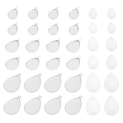 Набор для самостоятельного изготовления подвески в виде купола-слезинки, в том числе 304 подвеска из нержавеющей стали с кабошоном, Кабошоны из стекла