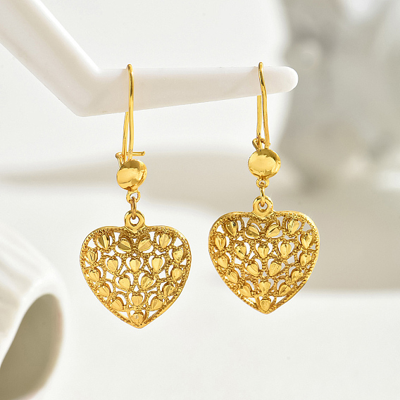 Серьги-кольца из сплава с полыми сердечками