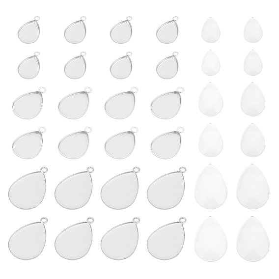 Набор для самостоятельного изготовления подвески в виде купола-слезинки, в том числе 304 подвеска из нержавеющей стали с кабошоном, Кабошоны из стекла