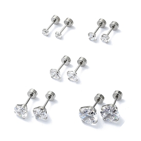 304 Stainless Steel Lip Rings, Flat Back Studs Tragus Cartilage Lip Piercing Jewelry, with Crystal Rhinestone