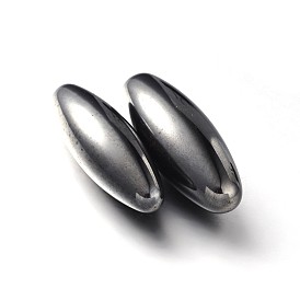 Magnetic Synthetic Hematite Oval Beads, No Hole