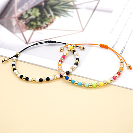 Bohemian Black Onyx Gold Beaded Acrylic Handmade Bracelet with Colorful European and American Fashion Trend