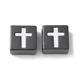 Латунь эмаль бисера, стойки покрытие, без свинца и без кадмия, прямоугольник с поперечным рисунком