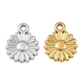 304 Stainless Steel Charms, Daisy Charms