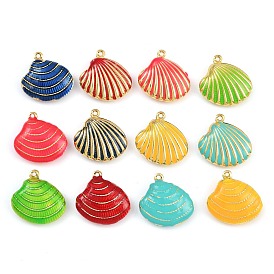 Латунь эмаль подвески, подвески в форме ракушек, стойки покрытие, долговечный, без кадмия и без свинца, реальный 18 k позолоченный