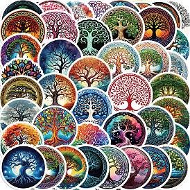 50Pcs Tree PVC Adhesive Waterproof Stickers, Self-Adhesive Stickers, for DIY Photo, Cup, Suitcase, Mobile Phone Shell Decorative