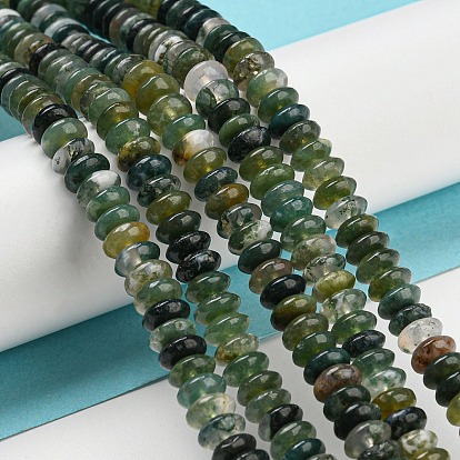 Natural Indian Agate Beads Strands, Saucer Beads, Rondelle