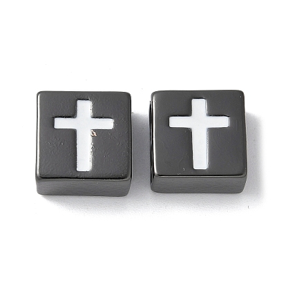 Латунь эмаль бисера, стойки покрытие, без свинца и без кадмия, прямоугольник с поперечным рисунком