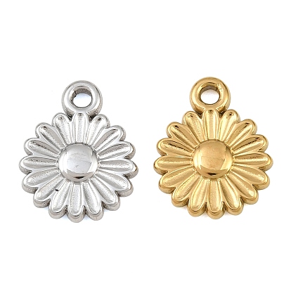 304 Stainless Steel Charms, Daisy Charms