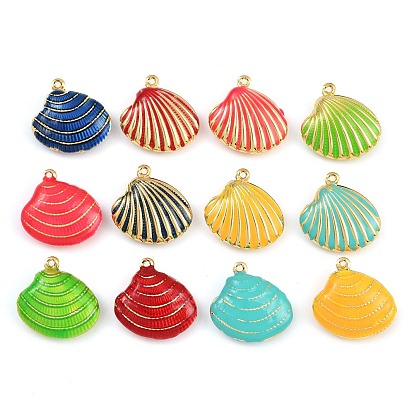 Латунь эмаль подвески, подвески в форме ракушек, стойки покрытие, долговечный, без кадмия и без свинца, реальный 18 k позолоченный