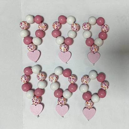 Servilleteros con cuentas de madera en forma de corazón, adorno de servilletero, para la decoración del hogar de la boda