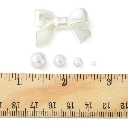 5 Style Imitation Pearl Acrylic Beads, Round & Bowknot