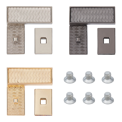 3 Sets 3 Colors Alloy Bag Lock Clasps, Handbags Turn Lock, Rectangle