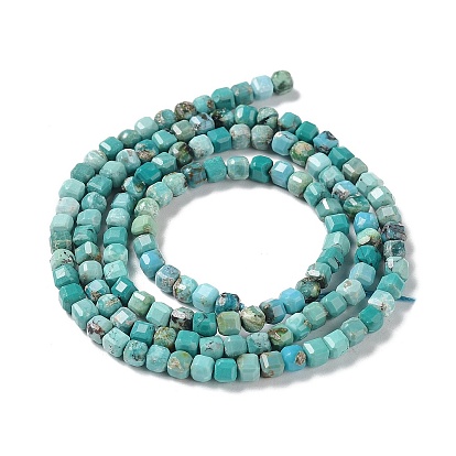 Natural HuBei Turquoise Beads Strands, Cube, Faceted
