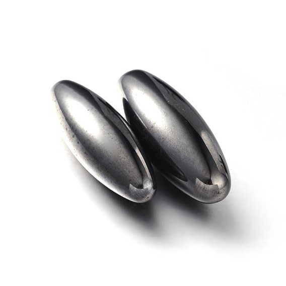 Magnetic Synthetic Hematite Oval Beads, No Hole