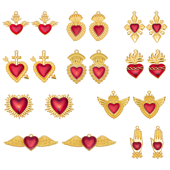 20 шт. 10 подвески из сплава с эмалью sytyles, золотые, шарма сердца