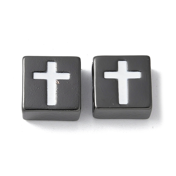 Латунь эмаль бисера, стойки покрытие, без свинца и без кадмия, прямоугольник с поперечным рисунком