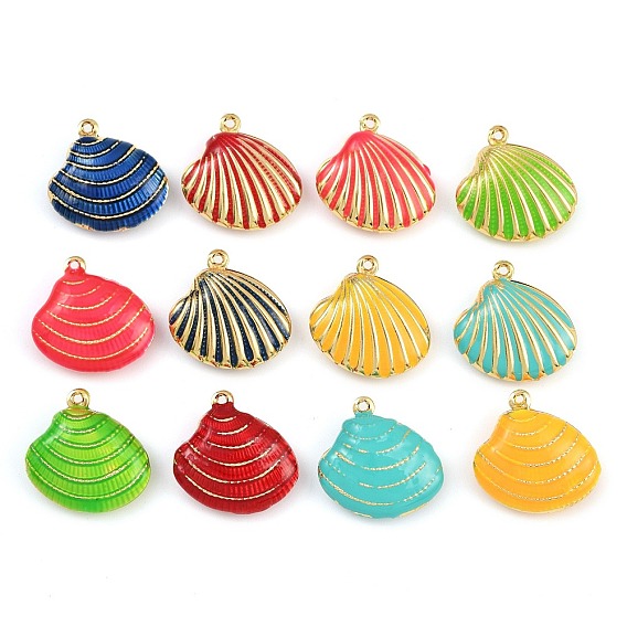 Латунь эмаль подвески, подвески в форме ракушек, стойки покрытие, долговечный, без кадмия и без свинца, реальный 18 k позолоченный