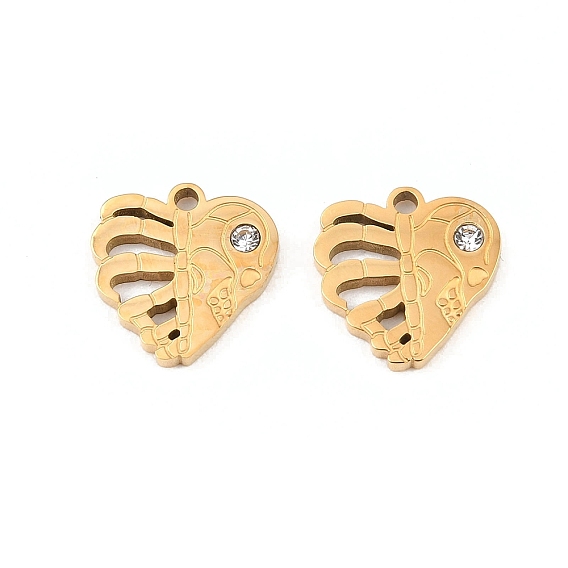 304 из нержавеющей стали горный хрусталь подвески, сердце прелести, ионное покрытие (ip)