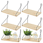 6 Bags Wooden Wall-mounted Storage Rack, with Iron Findings, Rectangle