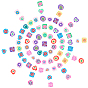 150 Pcs 3 Styles Handmade Polymer Clay Beads, Flat Round & Heart & Square