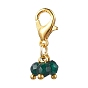 Dyed Natural Malaysia Jade Pendant Decorations, with Natural Agate Beads and Zinc Alloy Lobster Claw Clasps, Round