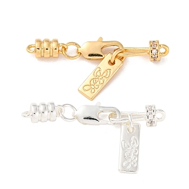 Латунная застежка-клешня с микропейвом из прозрачного кубического циркония