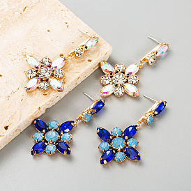 Sparkling Cross-shaped Alloy Stud Earrings with Rhinestones for Fashionable Statement Look