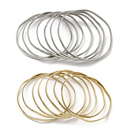 7Pcs Vacuum Plating 202 Stainless Steel Bangle Sets, Stackable Bangles for Women
