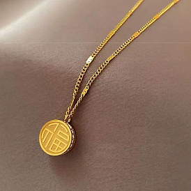 304 Женские кулоны-подвески из нержавеющей стали с кристаллами и стразами, плоскими и круглыми, с китайскими иероглифами