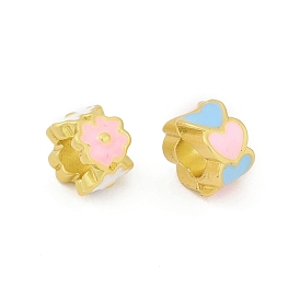 Эмали сплава Европейский бисером, колонка, бусины с большим отверстием, без кадмия и без свинца, стойки покрытие, матовый золотой цвет