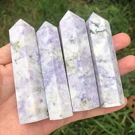 Point Tower Natural Gemstone Home Display Decoration, Healing Stone Wands, for Reiki Chakra Meditation Therapy Decoration, Hexagon