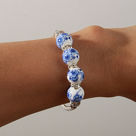 W487 Jewelry Ethnic Style Ceramic Bead Bracelet Personality Fashion Blue and White Porcelain Jewelry for Women