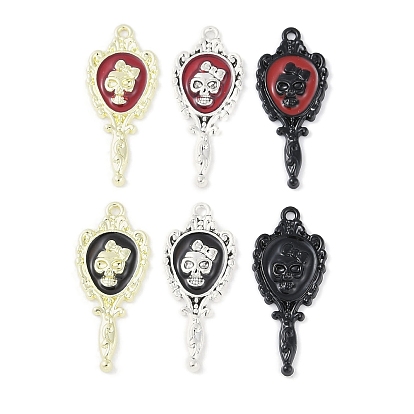 Подвески из эмали из сплава для Хэллоуина, без кадмия, без никеля и без свинца, зеркало с подвеской в виде черепа